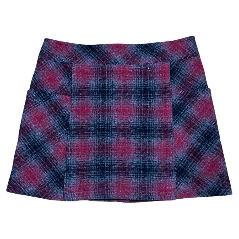 Woolrich Vista Wool Blend Plaid Mini Skirt In Ruby(Red, Gray, Black) Sz 8